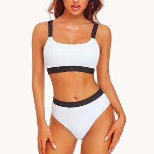 Bikini Set High Waisted Bandeau Bathing Suit